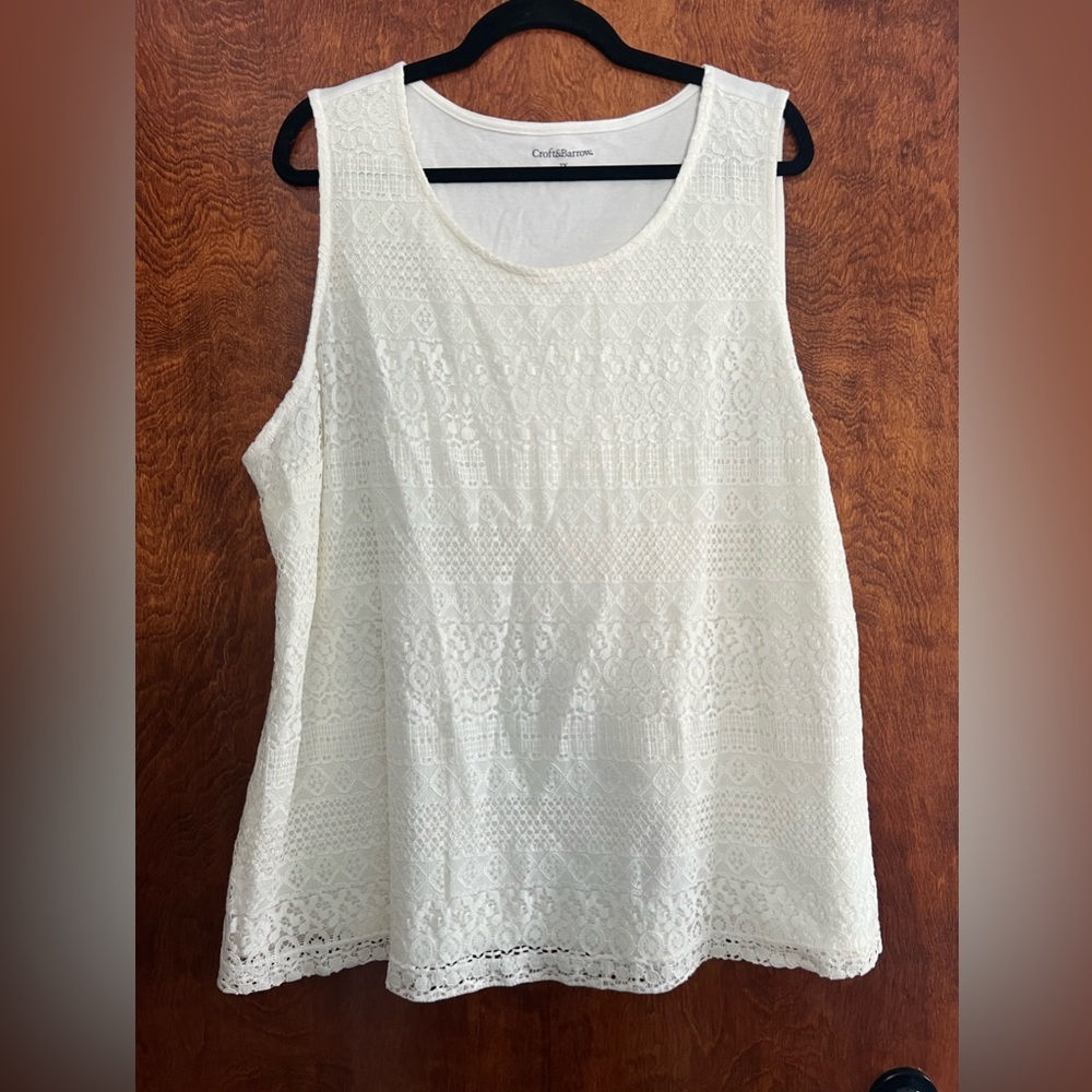 NWT Croft & Barrow Women's White Lace Blouse